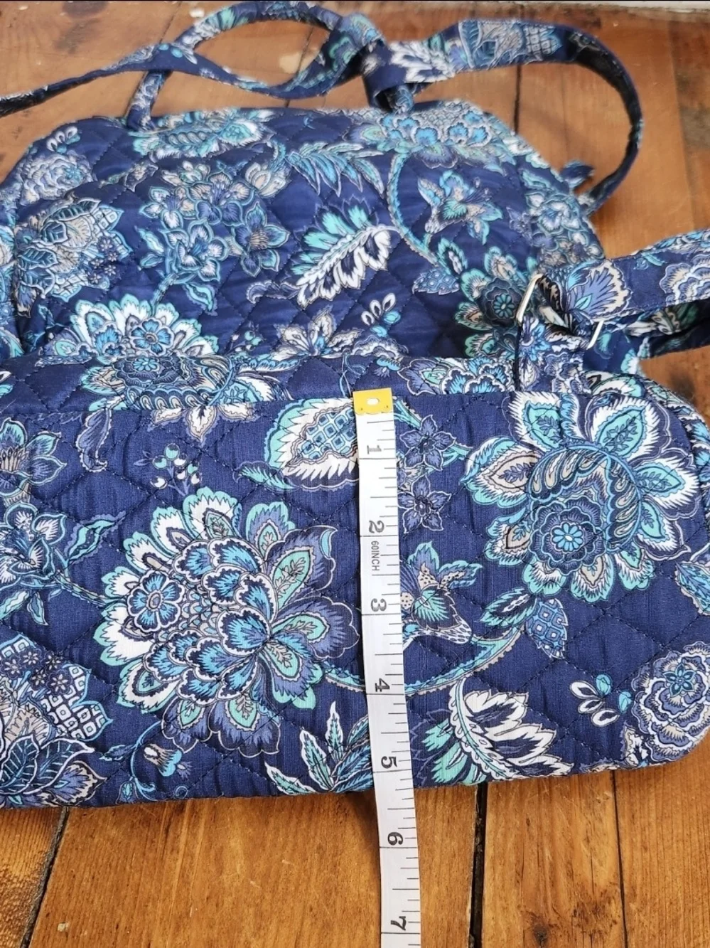 Waverly Navy Blue Floral Paisley Quilted Backpack